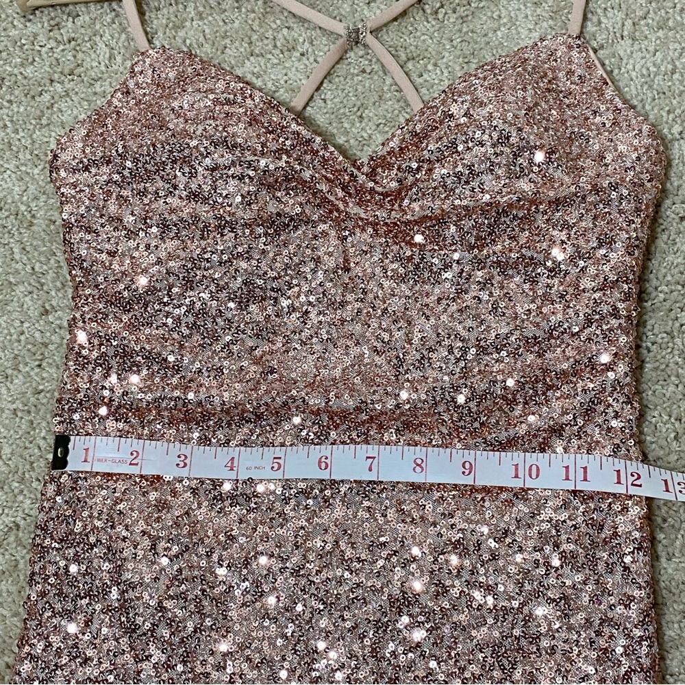 La Femme Sparkling Tan Maxi Dress - Picture 15 of 16